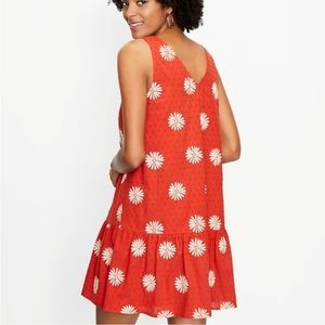 NEW LOFT Daisy Embroidered Rust Mini Dress Size Medium